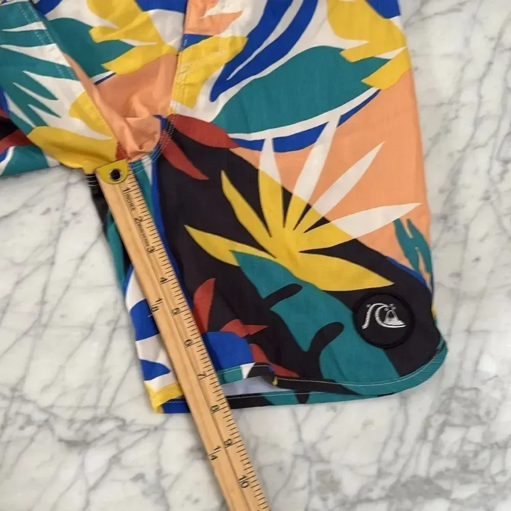 Quiksilver High Line Board Shorts Boys Youth 12 Tropical Print Drawstring